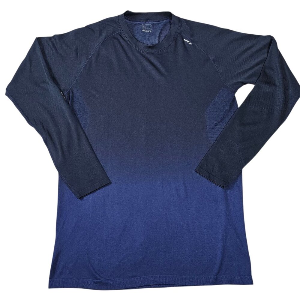 Kiprun Men's Large Running T-Shirt, Blue/Black Gradient, Heat, Moisture